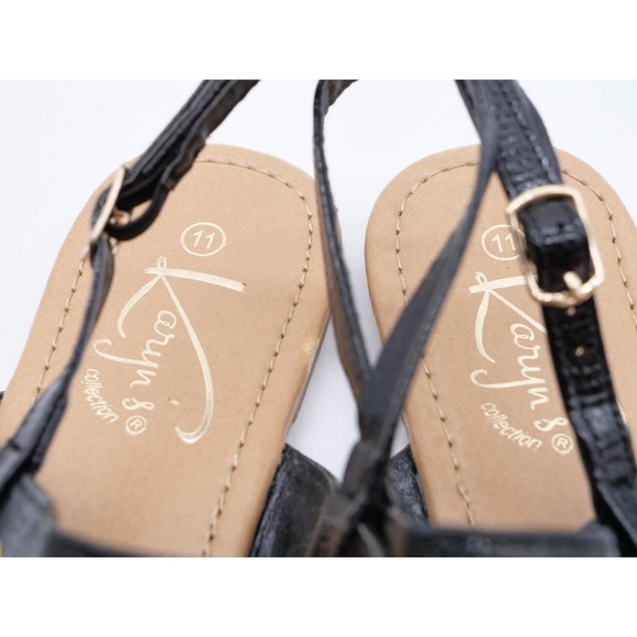 Karyns Collections Womens 11 Slingback Sandals Black Snake Embossed Faux Leather - Picture 9 of 10